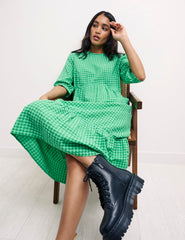 Green Check Rachel Midi Dress