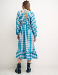 Blue Check Long Sleeve Ammie Dress