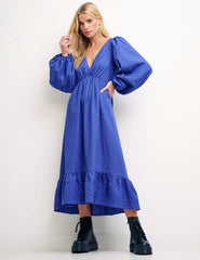 Blue Ammie Long Sleeve Midi Dress