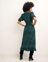 Green and Black Delilah Midi Dress