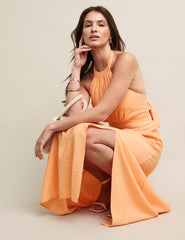 Peach Halter Neck Holly Dress