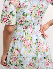 Blue Floral Alexa Broderie Midi Dress