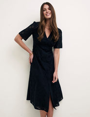 Black Alexa Broderie Midi Dress
