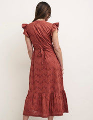 Terracotta Broderie Azalia Midi Tea Dress