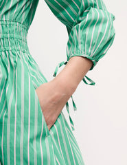 Green Stripe Long Sleeved Cassie Midi Dress