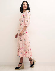 Pink Floral Selena Broderie Midi Dress