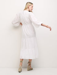 White Cotton Midi Shirt Dress