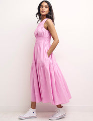 Pink Elora Sleeveless Midi Dress