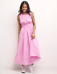 Pink Elora Sleeveless Midi Dress