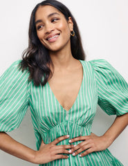 Green & Pink Stripe Vienna Mini Dress