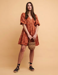 NC Boutique Brown Broderie Anglaise Vienna Mini Dress