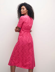 Pink Broderie Alexa Midi Dress