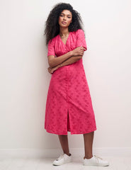 Pink Broderie Alexa Midi Dress