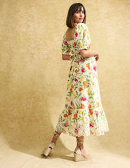 White Fruit Print Isla Midaxi Dress