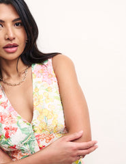 Floral Print Borderie Sandra Midi Dress