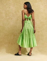Green Tie Back Alani Midi Dress