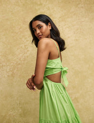 Green Tie Back Alani Midi Dress