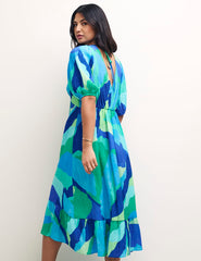 Blue Abstract Amy Midi Dress