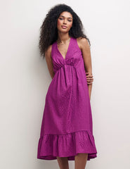 Purple V-Neck Amy Sleeveless Midi Dress