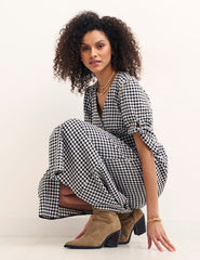 Black & White Gingham Alexis Midi Dress