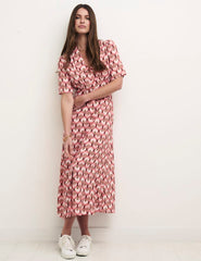 Pink Geo Floral Daisy Midi Dress