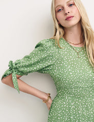 Vintage Floral Green Esme Midi Dress