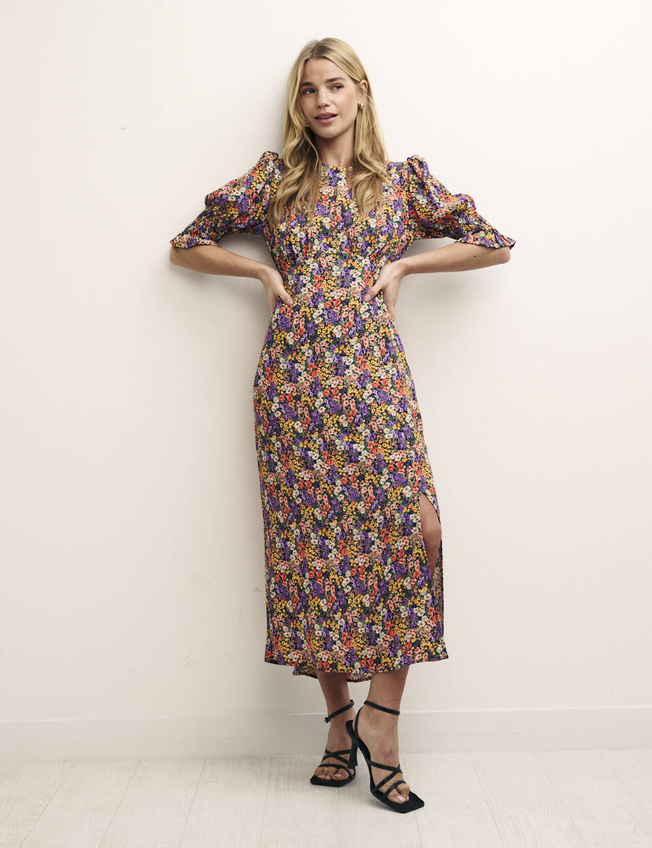 Petite Multi Floral Luna Midi Dress