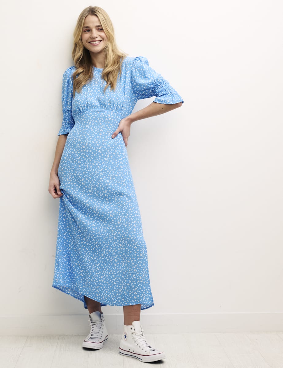 Ditsy Blue Petite Luna Midi Dress