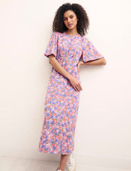 Pink Floral Eva Midi Dress