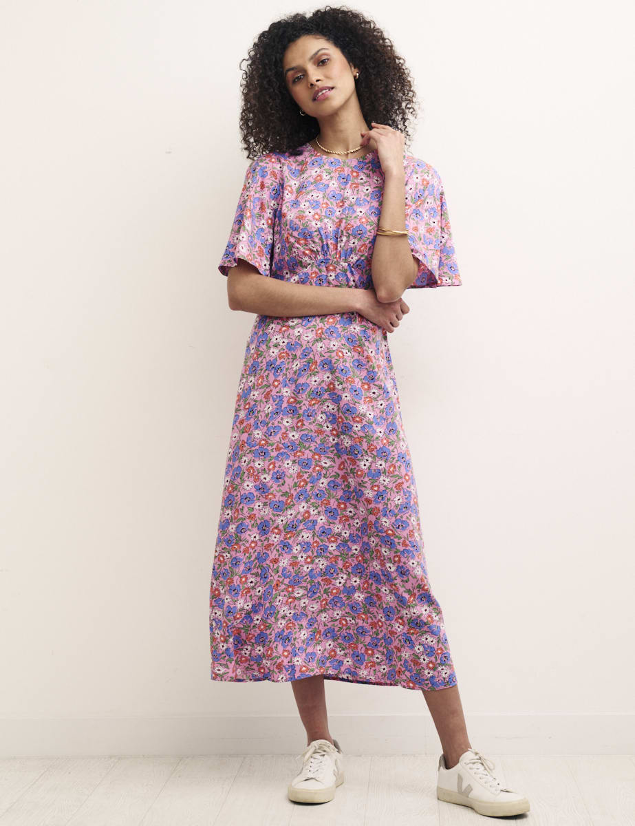 Pink Floral Eva Midi Dress
