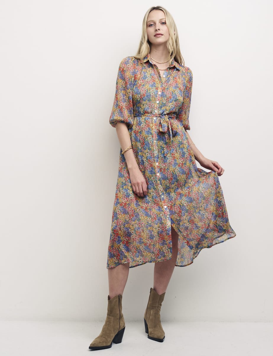Multi Floral Malika Midi Dress