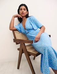 Blue Ditsy Floral London Midi Dress