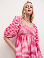 Pink Gingham Petite Midi Dress