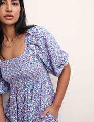 Floral Blue Petite Kylie Mini Dress