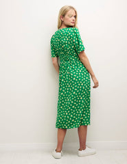 Green Sicilian Lemon Alexa Midi with Shirring Tea Dress