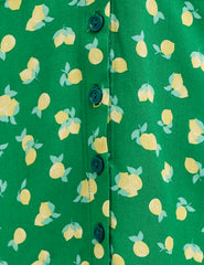 Green Sicilian Lemon Alexa Midi with Shirring Tea Dress