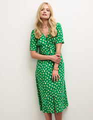 Green Sicilian Lemon Alexa Midi with Shirring Tea Dress