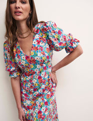 Petite Brushstroke Floral Delilah Midi Dress