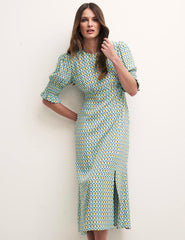 Green Geometric Luna Midi Dress