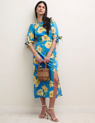 Petite Sunflower Floral Esme Midi Dress