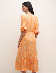 Orange Ditsy Floral Selena Midi Dress