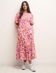 Multi Daisy Floral Kelsie Midi Dress