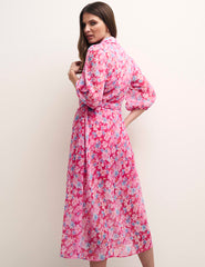 Pink Floral Malika Midi Shirt Dress