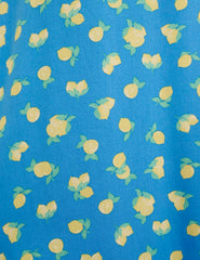 Blue Sicilian Lemon Print Lucia Midi Dress