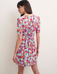 Blue Ditsy Floral Alexa Mini with Shirring Tea Dress