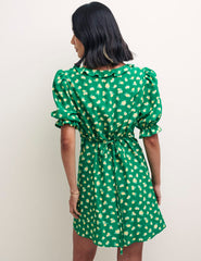 Green Lemon Puff Sleeve Jamie Mini Dress