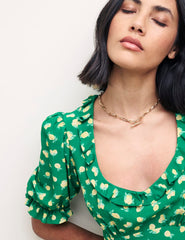 Green Lemon Puff Sleeve Jamie Mini Dress