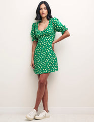 Green Lemon Puff Sleeve Jamie Mini Dress