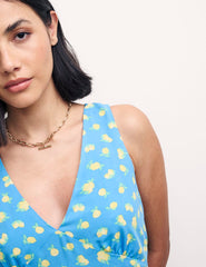 Blue Sicilian Lemon Print Harriet Mini Dress