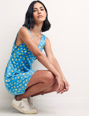 Blue Sicilian Lemon Print Harriet Mini Dress